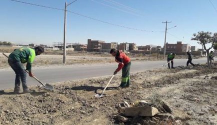 گوشه ای از قدامات زمستانه فضای سبز شهرداری چناران