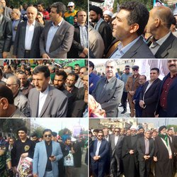حضور شهردار خرمشهر و اعضاء شورای اسلامی شهر همگام با مردم در راهپیمایی حماسی ۲۲ بهمن