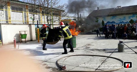 آموزش ایمنی و پیشگیری از چهارشنبه سوری خطرناک برای دانش آموزان مدرسه راهنمایی عموپور /آتش نشانی رشت