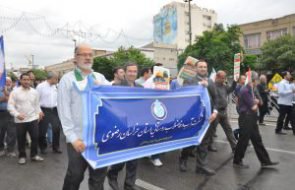 حضور پرشور کارکنان شرکت آب و فاضلاب روستایی خراسان رضوی در راهپیمایی روز جهانی قدس