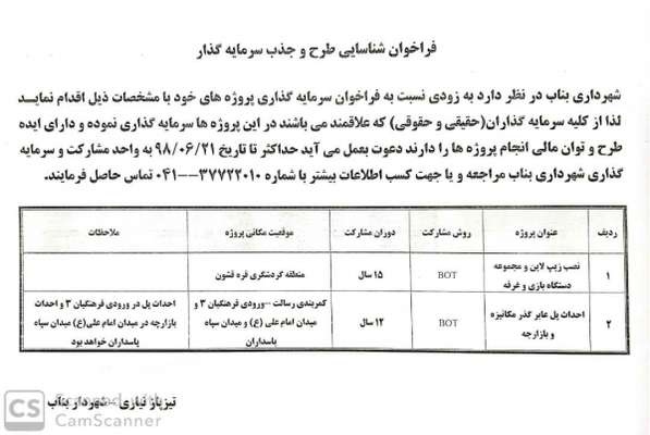 فراخوان شناسایی طرح و جذب سرمایه گذار