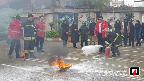 برگزاری آموزش ایمنی و آتش نشانی برای دانش آموزان مدرسه دخترانه مستشاری و دبیرستان مواد شیمیایی رشت/ آتش نشانی رشت