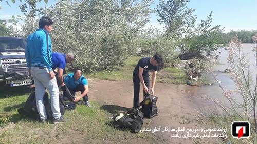 آتش نشانان غواص در جستجوی پدر و پسر غرق شده در رودخانه سپیدرود / آتش نشانی رشت