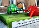 المان ویژه شب یلدا با شعار «در خانه بمانیم» در سطح شهر ارومیه نصب شد