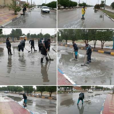 آماده باش کامل نیروهای خدماتی شهرداری خرمشهر همزمان با بارش باران