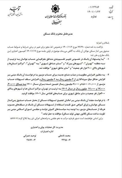 وام مسکن جوانان در تهران ۲ میلیاردی شد