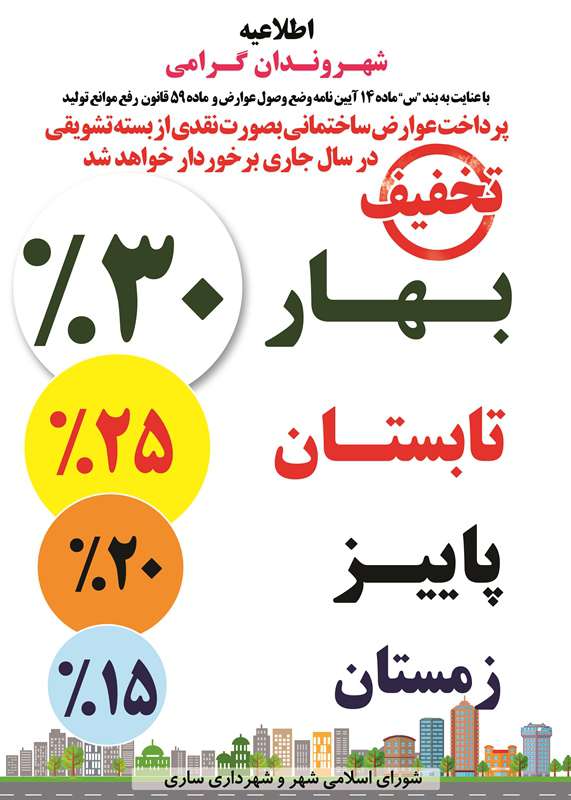 توزیع متوازن تخفیف عوارض شهرداری در طول سال